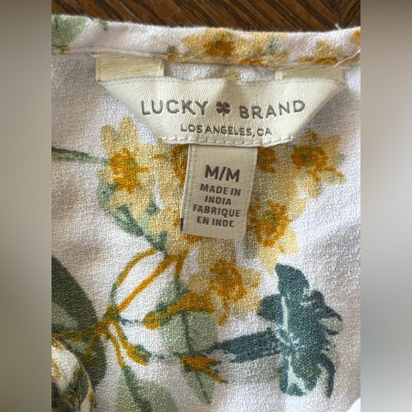 LUCKY BRAND Blouse Sz M Floral Smock Front LS Peasant Boho Soft Tunic Top - Picture 8 of 14